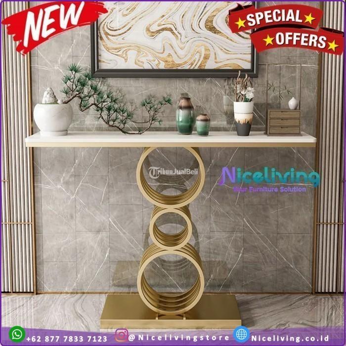 Meja Konsol Stainless Kombinasi Top Marmer Meja Konsul Stainless Gold - Jakarta Selatan