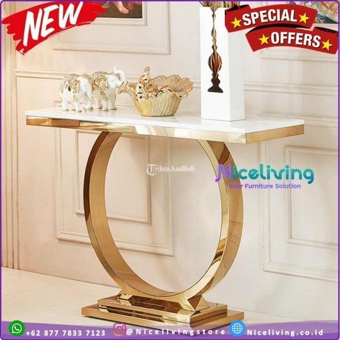 Meja Konsol Marmer Kaki Stainless Meja Konsul Mewah Stainless Gold - Jakarta Selatan