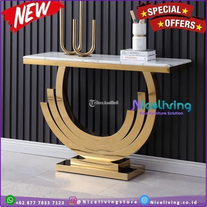 Meja Konsol Stainless Gold Top Marmer Meja Konsul Stainless Gold - Jakarta Selatan