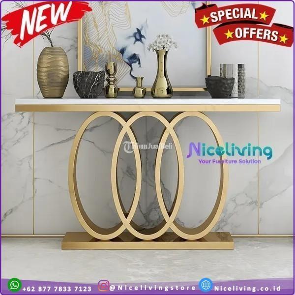 Meja Konsol Mewah Kaki Stainless Kombinasi Top Marmer Meja Hias Marmer - Jakarta Selatan