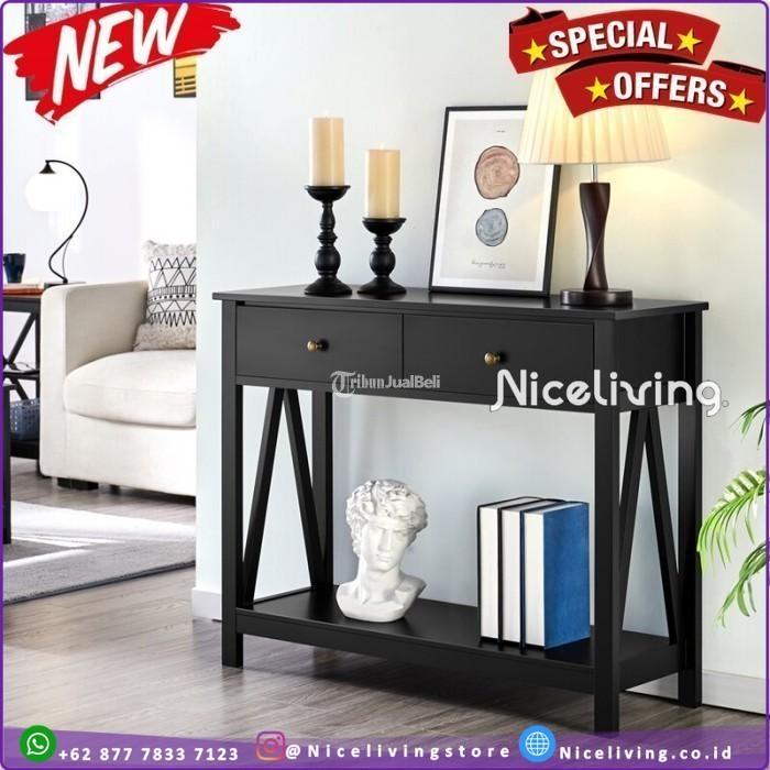 Meja Konsul Kayu Jati  Meja Konsul  Finishing Hitam 2 Laci Kayu Jati - Jakarta Selatan