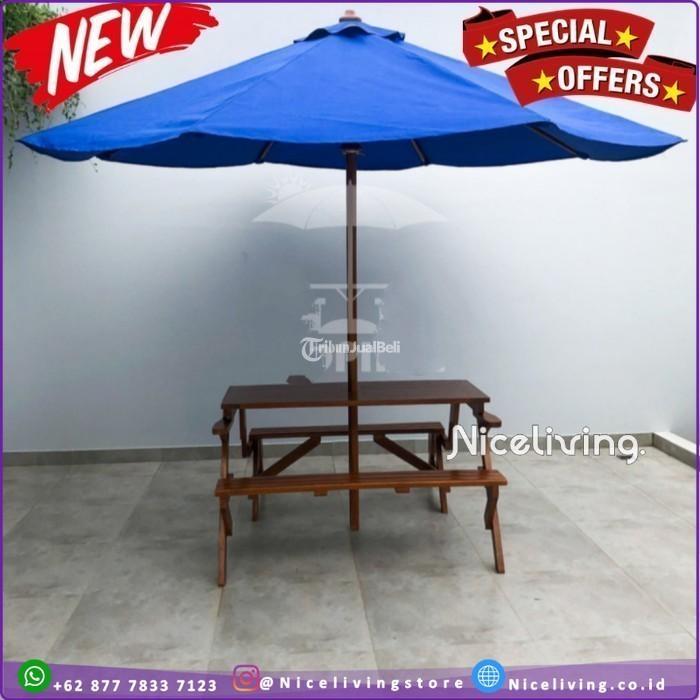 Bangku Meja Kursi Magic Lipat Plus Payung Taman Villa Resto Hotel Tanpa Umpak - Jakarta Selatan