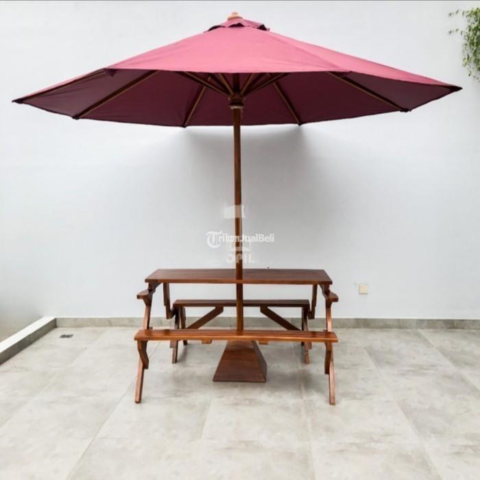 Bangku Meja Kursi Magic Lipat Plus Payung Taman Villa Resto Hotel Tanpa Umpak - Jakarta Selatan