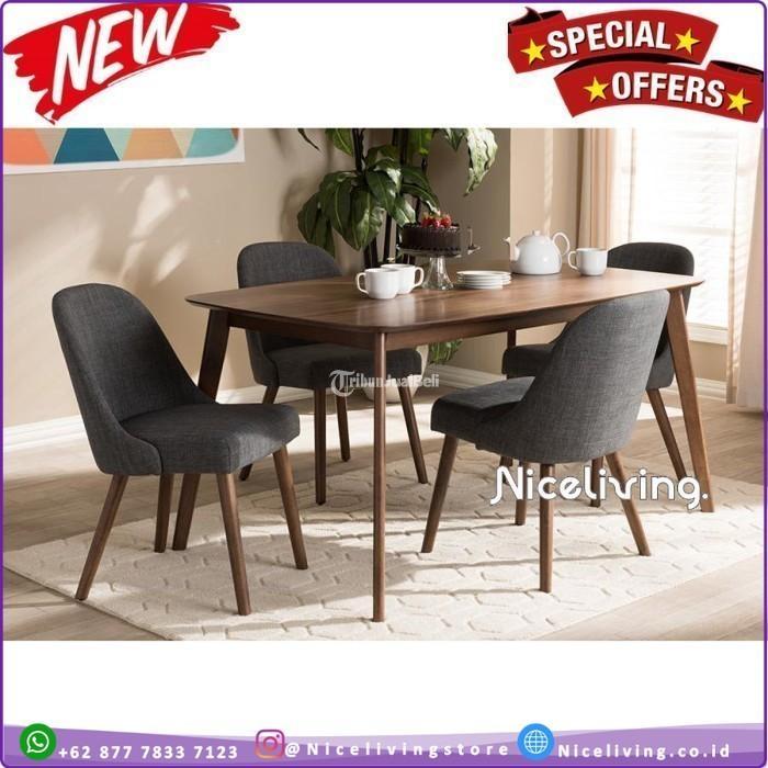 Set Meja Makan Modern Terbaru Meja Makan Minimalis Kayu Jati Solid - Jakarta Selatan