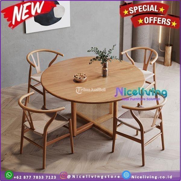 Meja Makan Retro 4 Kursi Terbaru Meja Makan Bundar Finishing - Jakarta Selatan