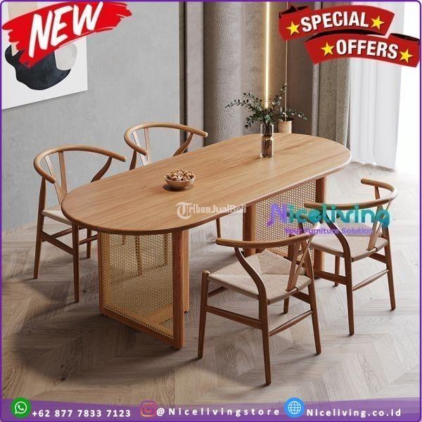 Meja Makan Modern Rajut Rotan Terbaru Meja Makan 4 Kursi Kayu Jati - Jakarta Selatan