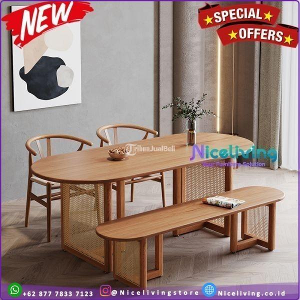Meja Makan Retro Kombinasi Rotan Terbaru - Jakarta Selatan