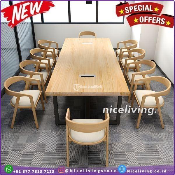 Meja Rapat Kantor 10 Kursi Terbaru Meja Meeting Kayu Jati Kaki Besi - Jakarta Selatan