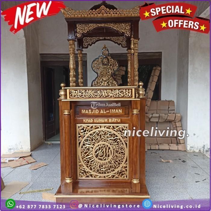 Mimbar Masjid Kayu Jati Ukiran Kaligrafi - Magelang Jawa Tengah