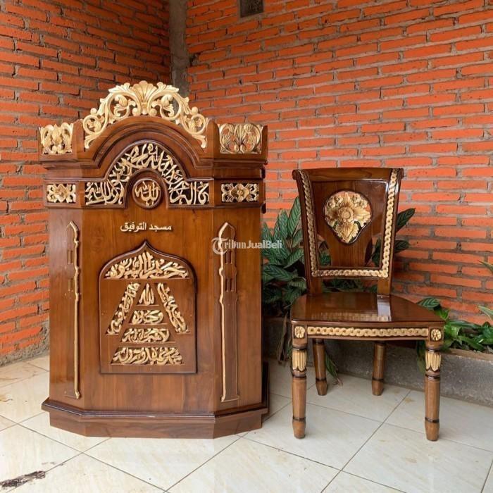 Mimbar Podium Masjid Kayu Jati Ukiran Arab Murah Belum Finishing - Magelang Jawa Tengah
