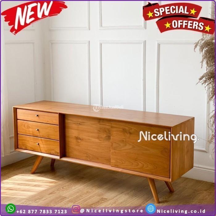 Meja TV Minimalis Bufet TV Retro Kayu Jati Asli - Magelang Jawa Tengah