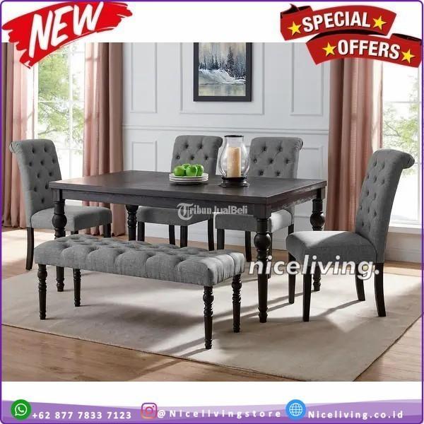 Set Meja Makan Modern 4 Kursi 1 Bangku Terbaru Kayu Jati - Sleman Yogyakarta
