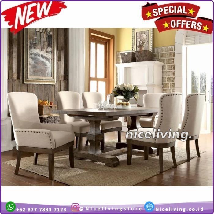 Set Meja Makan Klasik 6 Kursi Dudukan Full Busa Meja Makan Kayu Jati - Sleman Yogyakarta