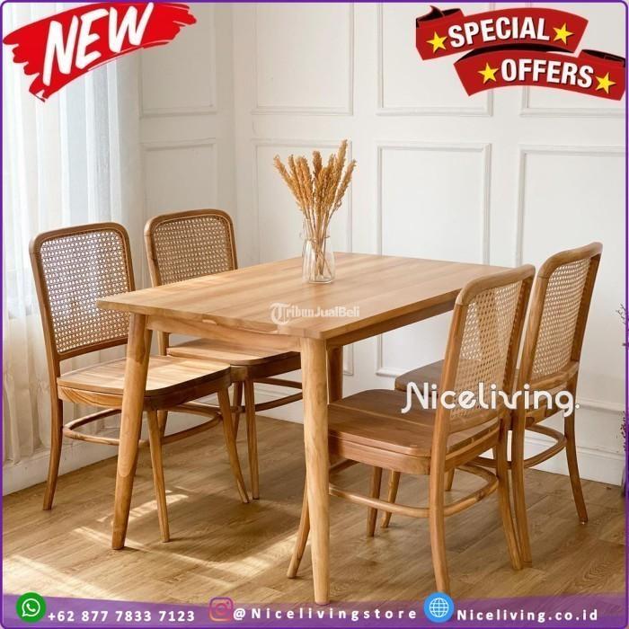 Set Meja Makan Kursi Rotan Kayu Jati Set Meja Kursi Cafe Jati - Sleman Yogyakarta