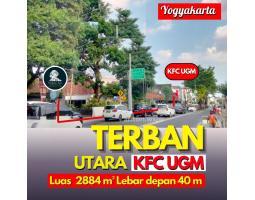 Dijual Tanah Jalan Persatuan Terban Utara KFC UGM Lt 2884 m2 ld 40 m SHM - Jogja