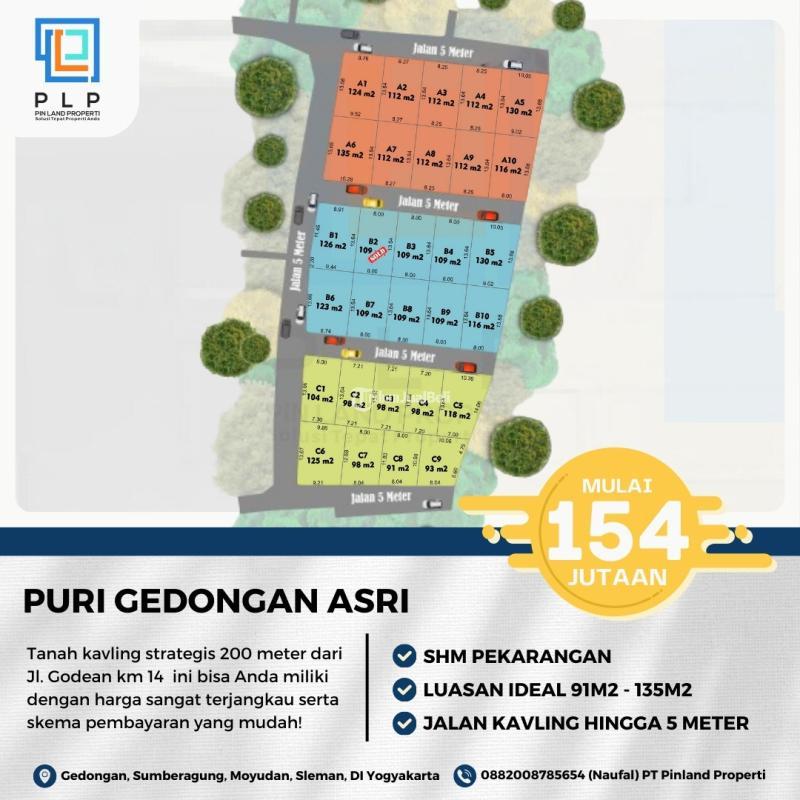 Dijual Tanah Kavling LT91 m2 Legalitas SHM Siap Bangun - Sleman Yogyakarta 