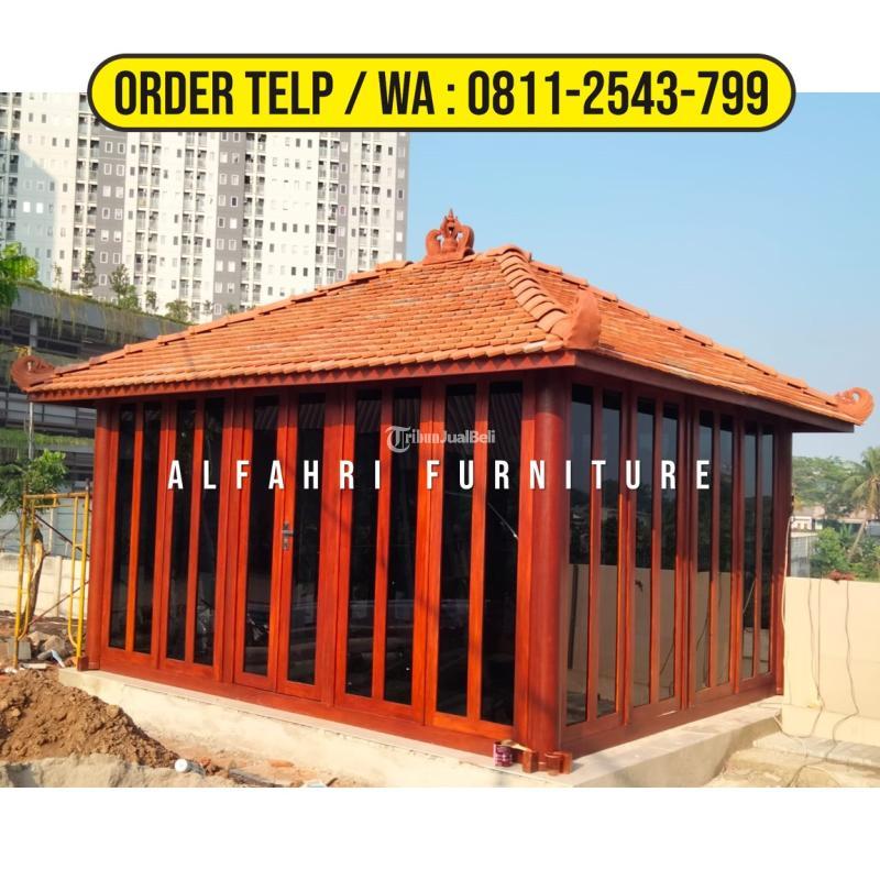 Gazebo Kayu Unik 4x5 Ruangan Kaca Minimalis - Wonosobo Jawa Tengah 