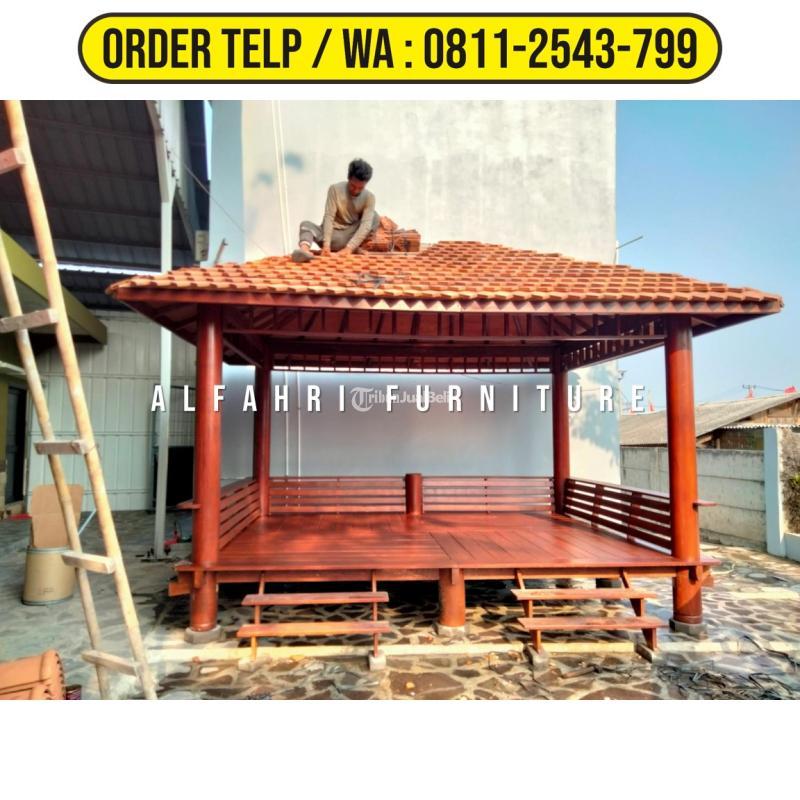 Gazebo Gebyok 3x4 Kayu Glugu Minimalis Atap Genteng - Sleman Jogja