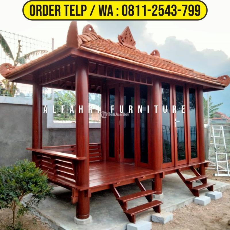 Gazebo Taman Minimalis 2x4 Kaca Modern Kayu Kelapa - Sleman Jogja