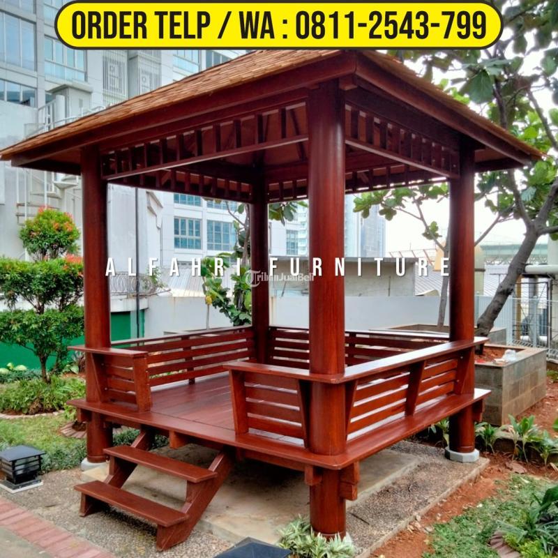 Gazebo Taman Depan 2x3 Kayu Kelapa Minimalis - Sleman Jogja 