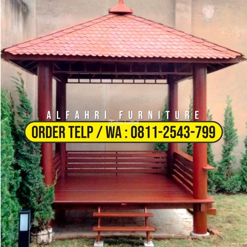 Gazebo Unik Dari Kayu 3x3 Minimalis Atap Sirap - Sleman Jogja