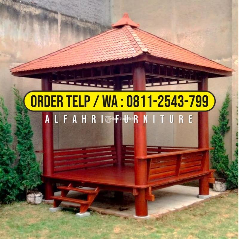 Gazebo Unik Dari Kayu 3x3 Minimalis Atap Sirap - Sleman Jogja