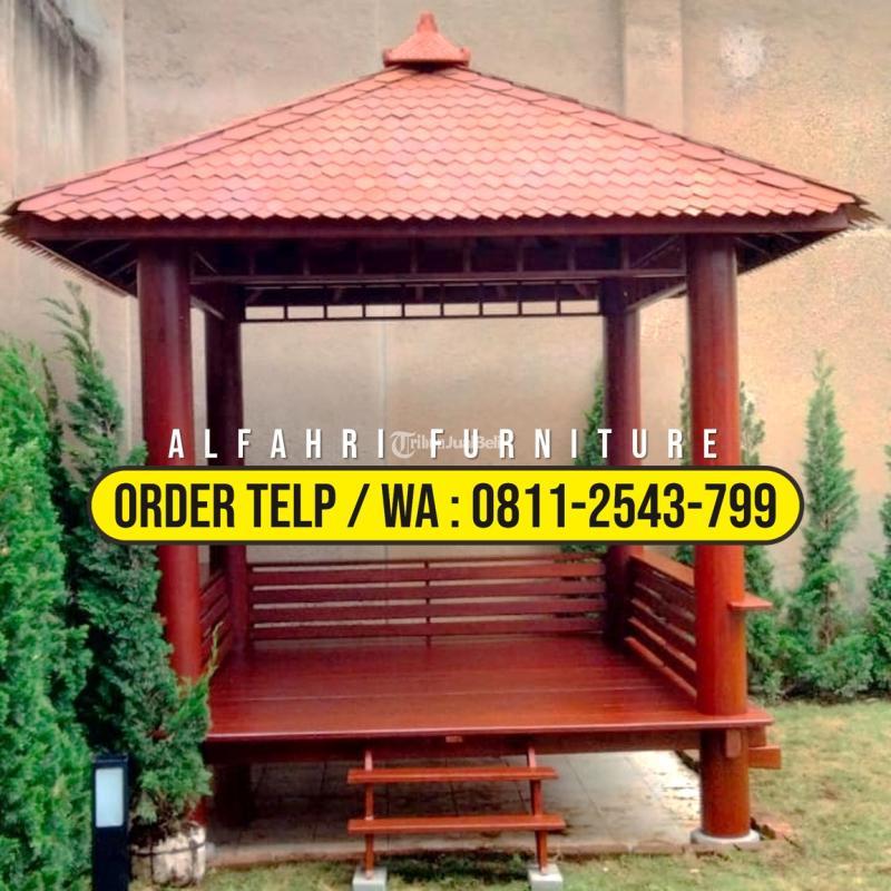 Gazebo Unik Dari Kayu 3x3 Minimalis Atap Sirap - Sleman Jogja