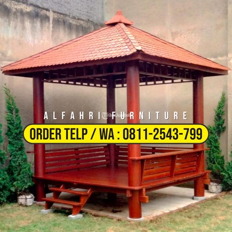 Gazebo Unik Dari Kayu 3x3 Minimalis Atap Sirap - Sleman Jogja