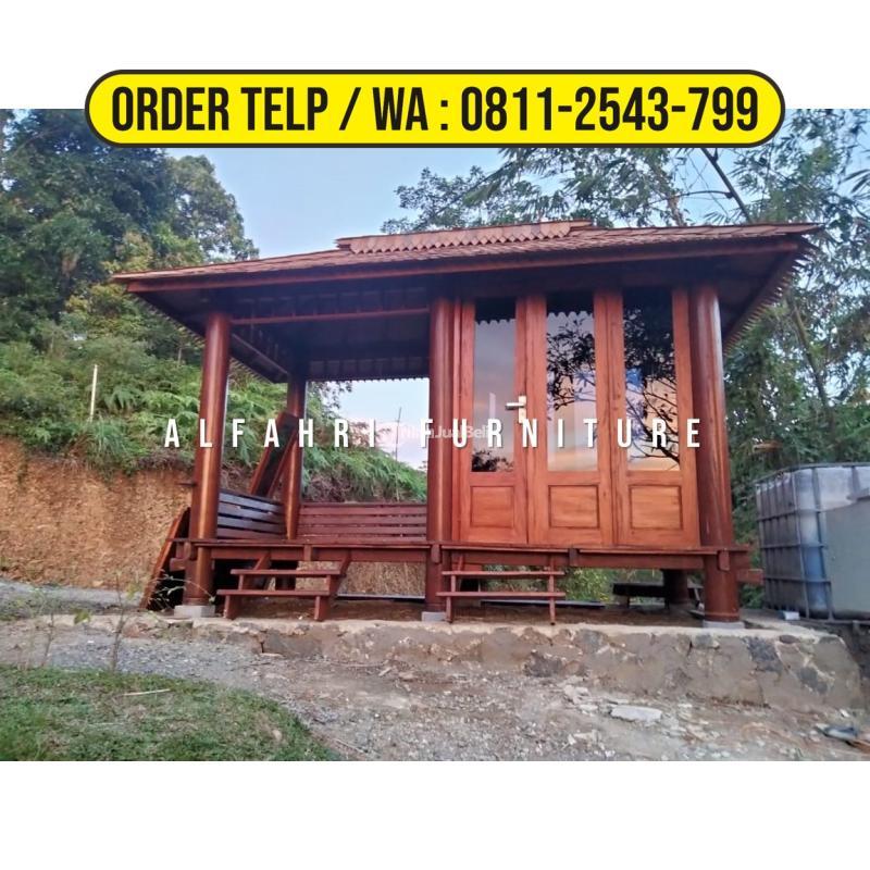 Gazebo Atap Sirap Ulin 2x4 Kayu Kelapa Minimalis Dinding Kaca - Yogyakarta