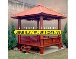 Gazebo Unik Dari Kayu 3x3 Minimalis Atap Sirap - Yogyakarta