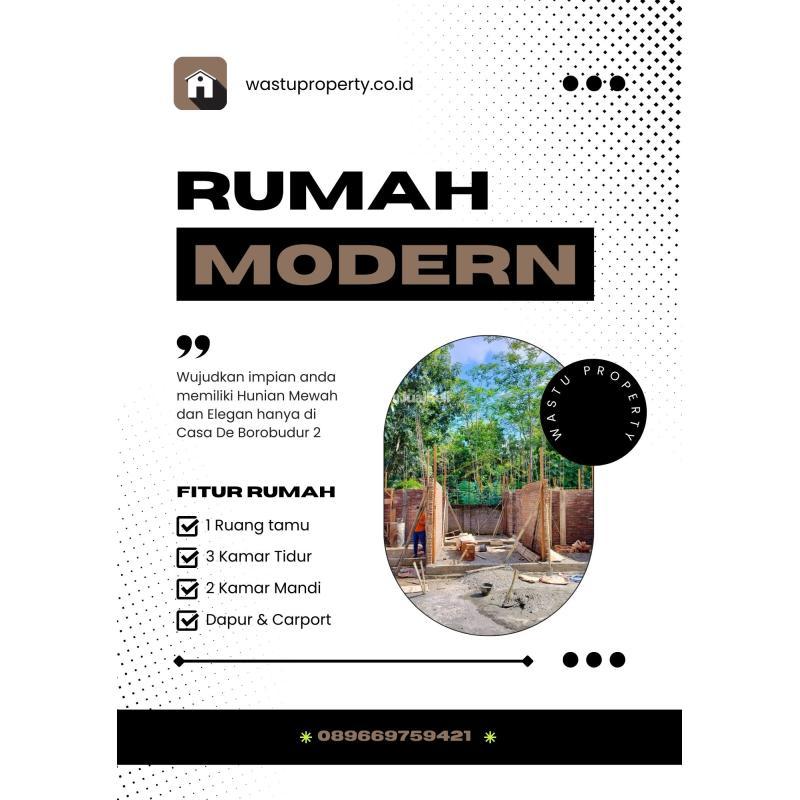 Dijual Rumah Minimalis Modern LT133 LB65 3KT 2KM Legalitas SHM - Magelang Jawa Tengah 