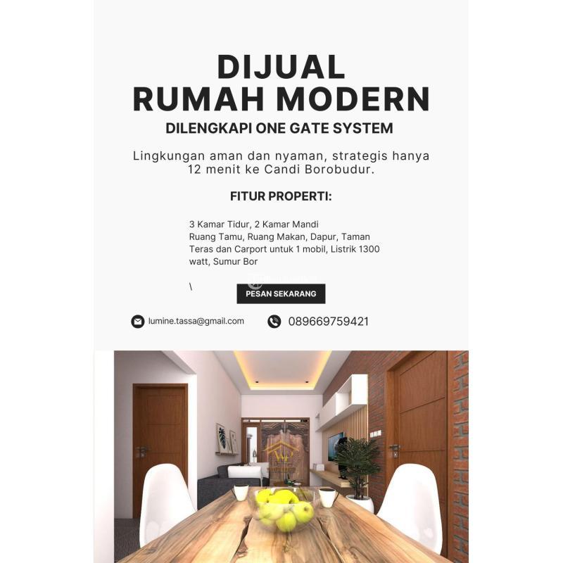 Dijual Rumah Minimalis Modern LT133 LB65 3KT 2KM Legalitas SHM - Magelang Jawa Tengah 