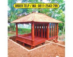 Gazebo Kayu Minimalis 3x5 Atap Sirap Dinding Kaca - Bogor Jawa Barat