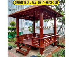 Gazebo Taman Depan 2x3 Kayu Kelapa Minimalis - Bogor Jawa Barat