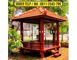 Gazebo Taman Rumah 2x2 Minimalis Kayu Glugu - Bogor Jawa Barat