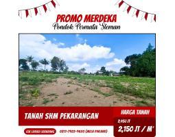 Jual Promo Meriah Kemerdekaan Tanah SHM Pekarangan Luas 128m2 SHM Lokasi Strategis RSUD - Sleman Yogyakarta