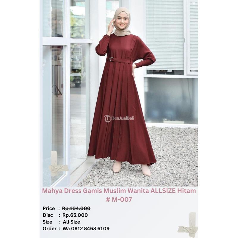 Mahya Dress Gamis Muslim Wanita ALLSIZE Hitam M007 - Jakarta Utara