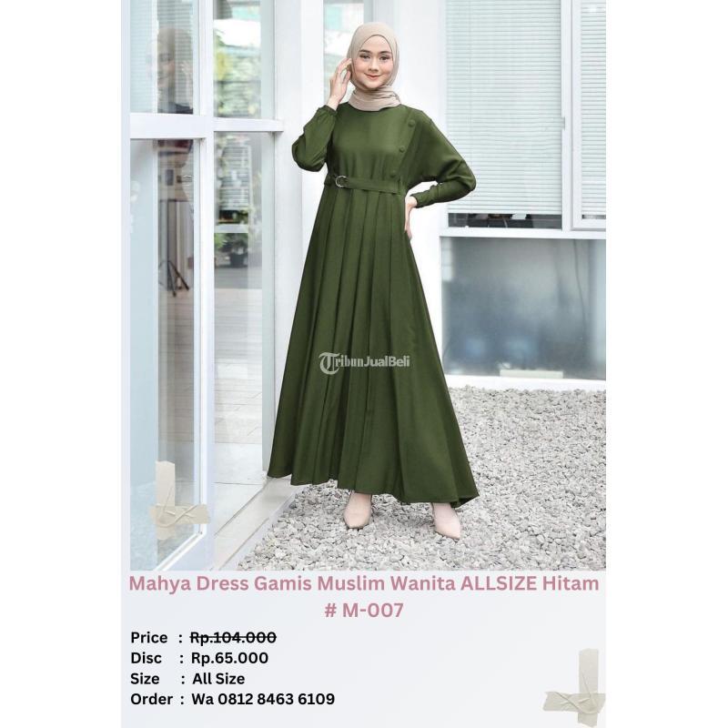 Mahya Dress Gamis Muslim Wanita ALLSIZE Hitam M007 - Jakarta Utara