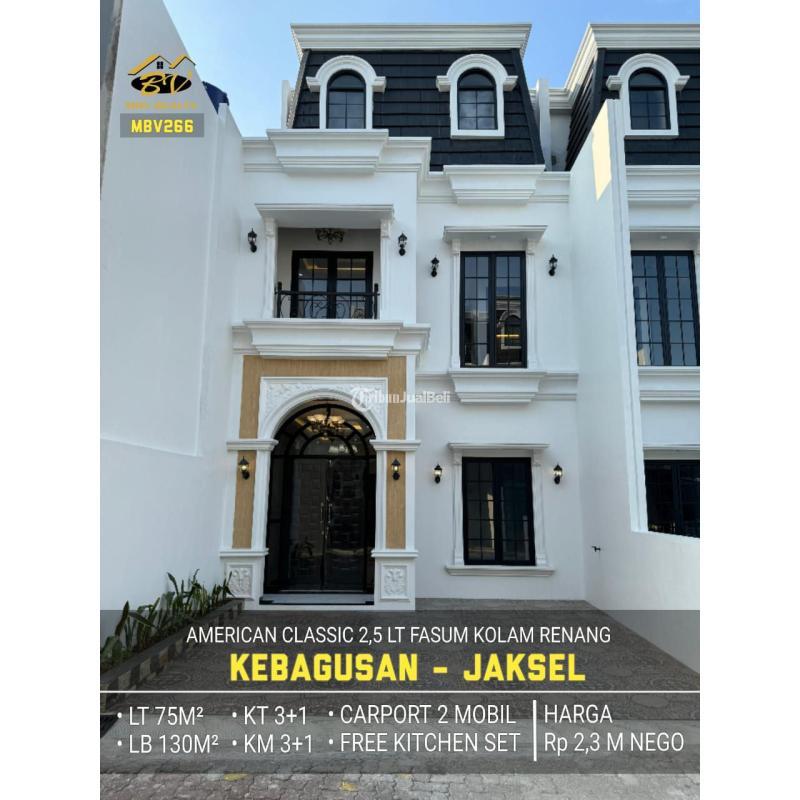 Jual Rumah 2,5 Lantai Baru Tipe 130 Dalam Cluster Fasum Kolam Renang Di Kebagusan Pasar MInggu  - Jakarta Selatan