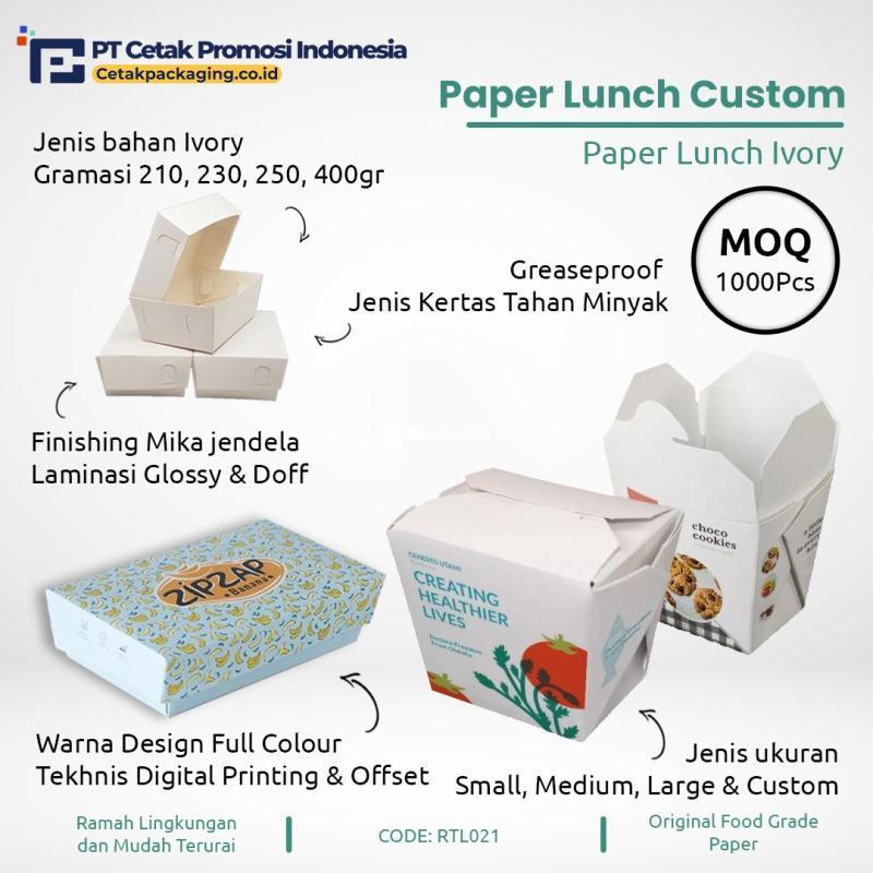 Box Paper Lunch Bahan Ivory Cetak Custom Packaging Makanan Terdekat - Surabaya Jawa Timur