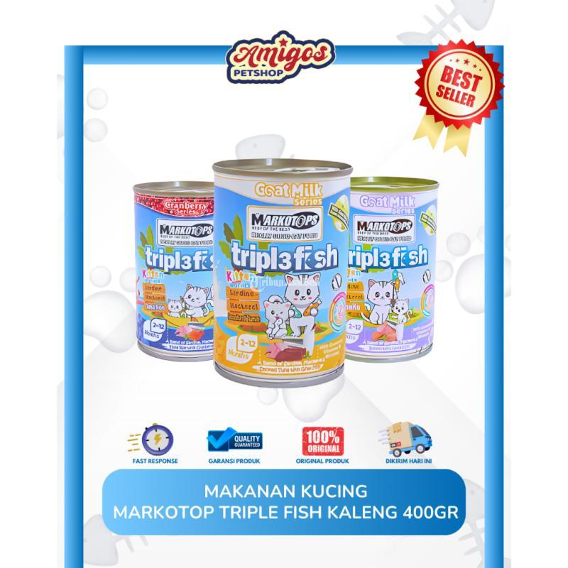 Makanan Kucing Markotop Kaleng Triple Fish 400gr - Makassar Sulawesi Selatan