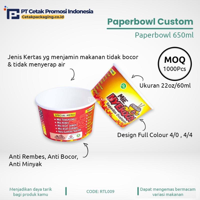 Paper Bowl Kemasan Makanan Ukuran 650ml Cetak Custom - Surabaya Jawa Timur 