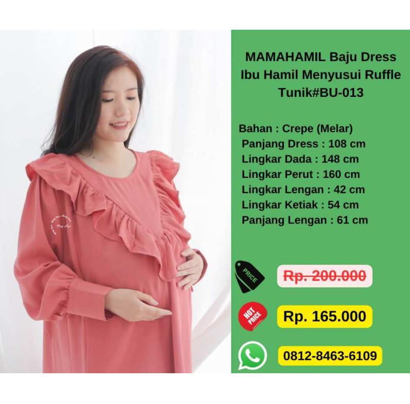 Mamahamil Baju Dress Ibu Hamil Menyusui Ruffle Tunik - Jakarta Utara