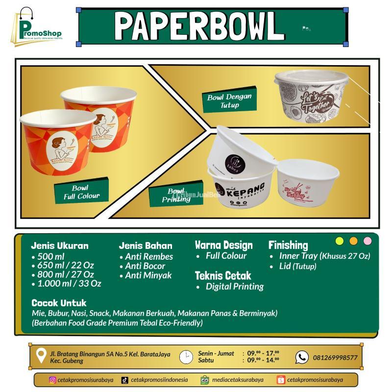 Kemasan Rice Bowl Paper Tanpa Tutup Ukuran 800ml Custom Terdekat - Surabaya Jawa Timur