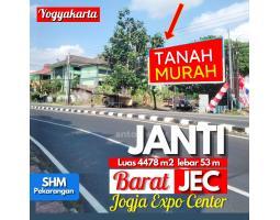 Dijual Tanah Jogja Barat JEC tepi Jl Raya Janti Lt 4478 m2 lb 53 m SHM - Bantul Yogyakarta