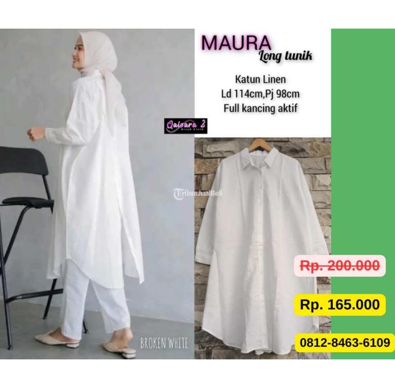 Tunik Slit Jumbo Maura Long Tunik Linen Bigsize Kasual Size  XXL BO-001 - Jakarta Utara