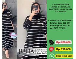 Julia Dress Stripe Jumbo Big Size Kaos Babyterry Ld 120 Cm Size XXL BO-002 - Jakarta Utara
