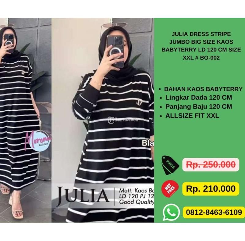 Julia Dress Stripe Jumbo Big Size Kaos Babyterry Ld 120 Cm Size XXL BO-002 - Jakarta Utara