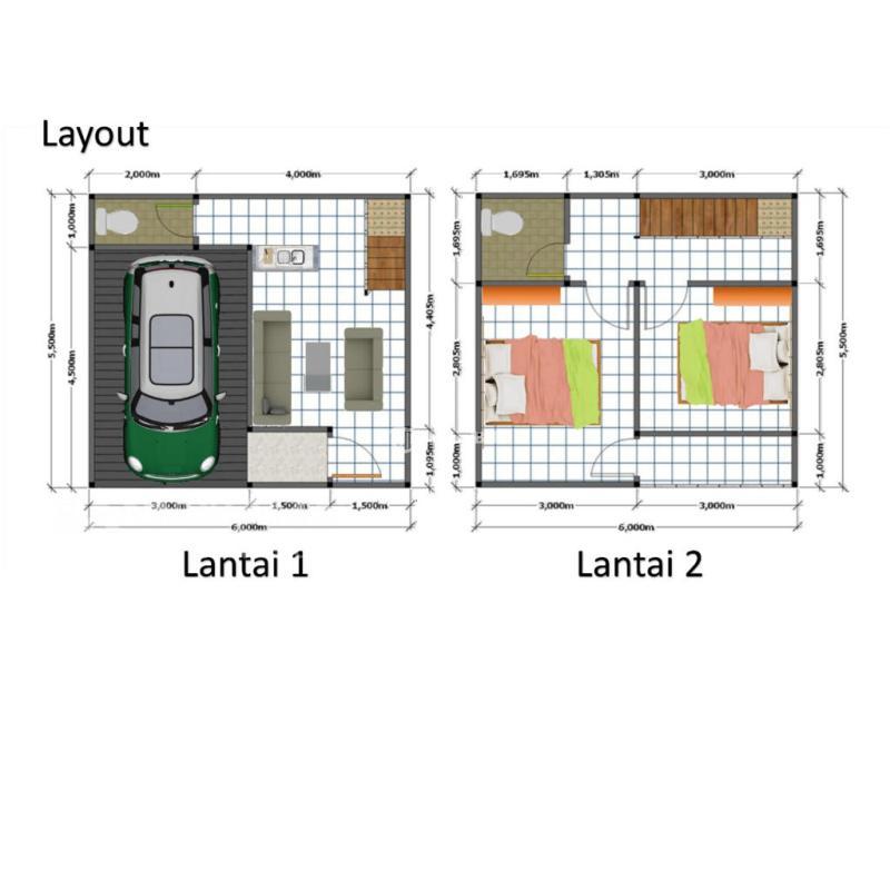 Dijual Rumah 2 Lantai LT33 LB50 2KT 2KM Legalitas SHM Lokasi Strategis - Depok Jawa Barat 