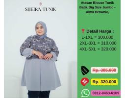 Atasan Blouse Tunik Batik Big Size Jumbo Sheira Tunik, 5XL  Blouse-002 - Jakarta Utara 